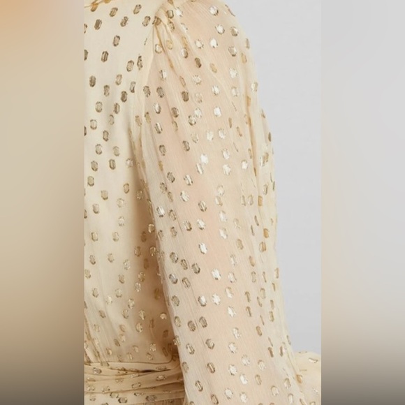 Zimmermann Cream Metallic Dot Long-Sleeve Mini Dress - Picture 5 of 16